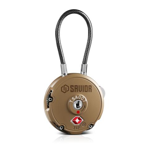 3-Digits Combination Cable Lock - Tan, 1 Pack